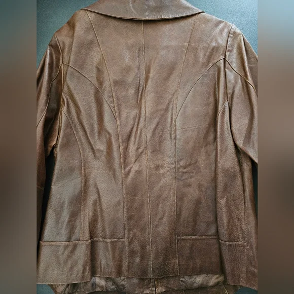 NWOT - Leather Lane Bryant Brown Biker Jacket - Size 14/16 - Vintage - Picture 9 of 9